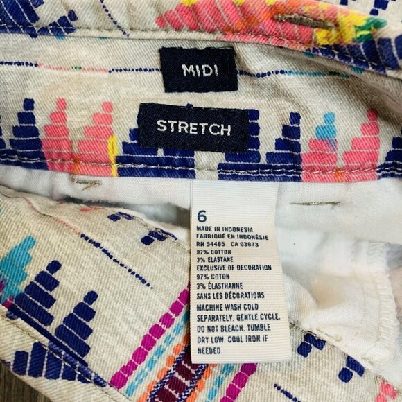 American Eagle Womens Shorts Size 6 Midi Stretch Multicolor Abstract Print Twill - Picture 7 of 11
